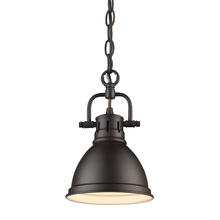  3602-M1L RBZ-RBZ - Duncan Mini Pendant with Chain in Rubbed Bronze with a Rubbed Bronze Shade